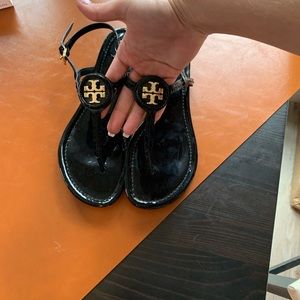 Tory Burch Black Patent Leather Sandals
